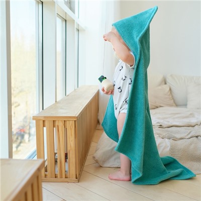 Полотенце уголок махровое Крошка Я 85×85 см, цвет голубая трава, 100% хлопок, 320 г/м