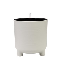 Кашпо для цветов «Шэнк», 13.5 л, d=27.5 см, h=28.7 см, пластиковое, с автополивом, со вставкой, на ножках, белое