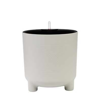 Кашпо для цветов «Шэнк», 13.5 л, d=27.5 см, h=28.7 см, пластиковое, с автополивом, со вставкой, на ножках, белое