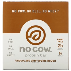 No Cow, Protein Bar,  Chocolate Chip Cookie Dough, 12 Bars, 2.12 oz (60 g) Each
