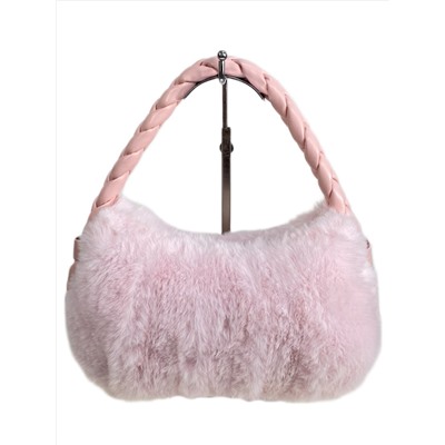 Женская сумка из искусственного меха, цвет розовый