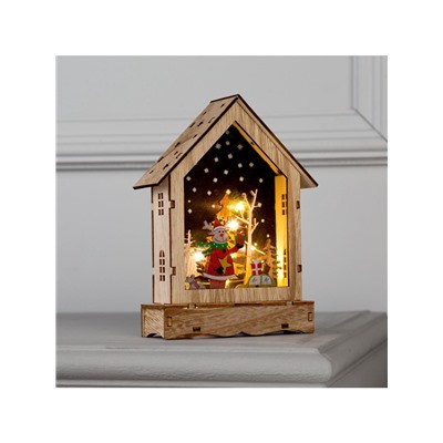 Светодиодная фигура «Дом с оленем» 12×17×4 см, дерево, батарейки АААх2 (не в комплекте), свечение тёплое белое