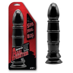 Чёрный анальный фаллоимитатор с рёбрышками Anal Munition Huge Butt Plug - 28,5 см.
