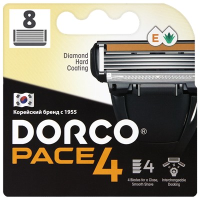 Кассеты для бритвы DORCO PACE-4 (8 шт.), FRA1080