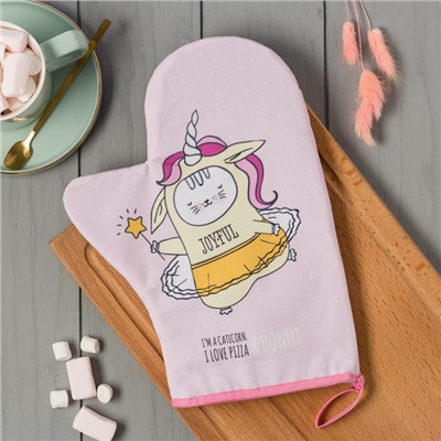 Варежка-прихватка Этель Caticorn 20×28 см, 100% хлопок, саржа, ватин 250 г/м²