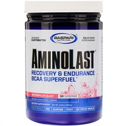 Gaspari Nutrition, Aminolast, восстановление и выносливость, супертопливо из аминокислот с разветвленной цепью, арбузный взрыв, 420 г