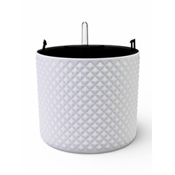 Кашпо для цветов «Фасет», 3.5 л, d=18 см, h=16.5 см, пластиковое, с автополивом, со вставкой, белое