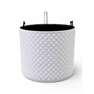 Кашпо для цветов «Фасет», 3.5 л, d=18 см, h=16.5 см, пластиковое, с автополивом, со вставкой, белое