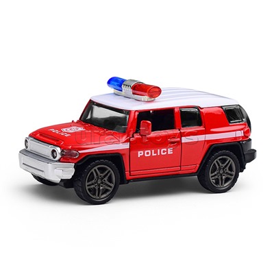 Красная инерционная машинка с мигалкой die-cast,1:32, открывающиеся двери