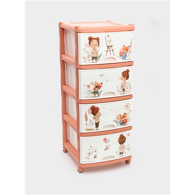 Комод 4-х секционный «Сказочное королевство», на колесиках, МИКС