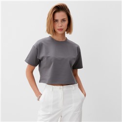 Футболка женская укороченная MINAKU OVERSIZE FIT, цвет графит, размер 48