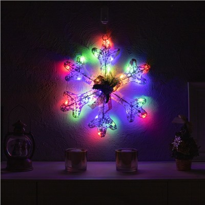 Светодиодная фигура «Снежинка» 40 см, металл, 220 В, свечение мульти