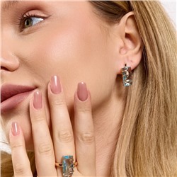 Комплект ювелирной бижутерии коллекция "Дубай" серьги и кольцо 17 р, покрытие позолота, вставка: фианиты, цвет: голубой, арт.414.020-17