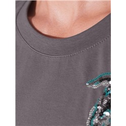 Нарядная футболка с принтом пайетками из премиального хлопка с эластаном