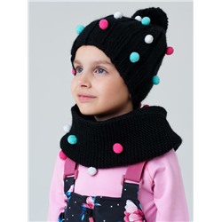 Комплект трикотажный для девочек: шапка, снуд