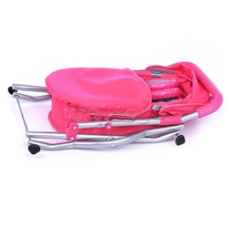 Коляска для кукол, металлическая, складная, прогулочная с капюшоном, цвет розовый, в пакете