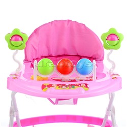 Ходунки "Шарики с цветочками" с погремушками и шарами (розовый) в пакете