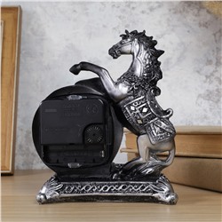 Часы статуэтка Лошадь 15 см / 7029-B /уп 60/серебро