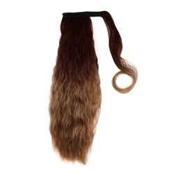 Хвост накладной, волнистый волос, на резинке, 60 см, 100 г, блонд, каштановый(#SHT12C/SHT85)