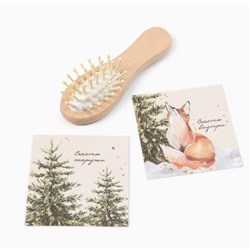 Набор новогодний подарочный «Этель. Звери в лесу», 5 предметов, полотенце 30×60 см, повязка на голову, расчёска