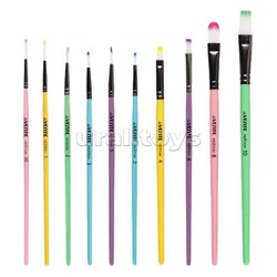 Набор кистей "Pastel" 10 шт (синтет. кругл.№ 00, 1, 2, 3, 5,плоские № 2, 6, 10, плоск.овальн.№ 4, 8)