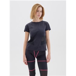 Футболка спортивная с сеткой женская MINAKU, чёрная, размер 48