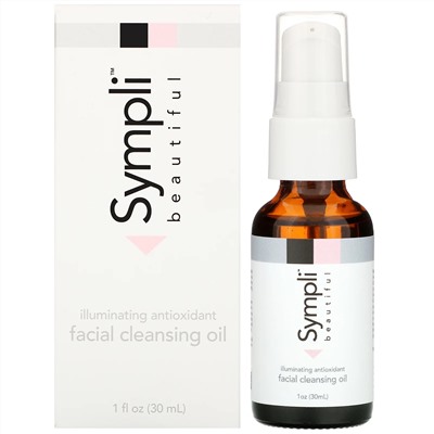 Sympli Beautiful, осветляющее и очищающее масло для лица с антиоксидантами, с маслами арганы, марулы, шиповника и апельсина, 30 мл (1 жидк. унция)