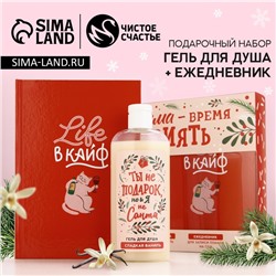 Новогодний подарочный набор косметики «Время сиять», гель для душа 250 мл и ежедневник, Чистое счастье