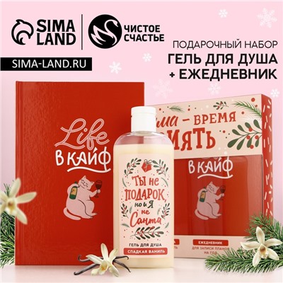 Новогодний подарочный набор косметики «Время сиять», гель для душа 250 мл и ежедневник, Чистое счастье