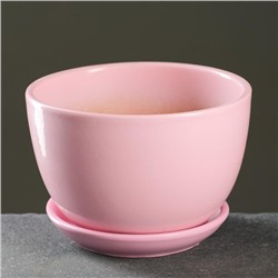 Горшок для цветов «Пудровый», 1.65 л, d=17 см, h=13 см, керамический, с поддоном, розовый