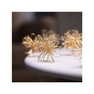 Гирлянда «Нить» роса 5 см, с насадками «Вспышка», IP20, серебристая нить, 10 LED, батарейки ААх2 (не в комплекте), свечение тёплое белое