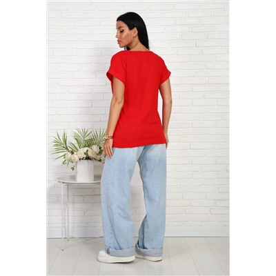 Футболка без рисунка с отворотами на рукавах, хлопок 100%, Арт. 561 НАТАЛИ, 1193896