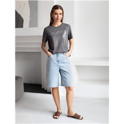 Нарядная футболка с принтом фольгой из премиального хлопка с эластаном