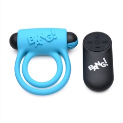 Голубое эрекционное виброкольцо 28X Remote Control Vibrating Cock Ring   Bullet