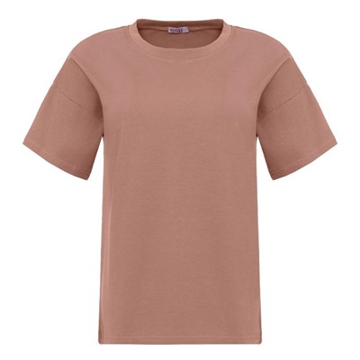 Футболка женская однотонная MINAKU: Basic line, коричневая, размер 42