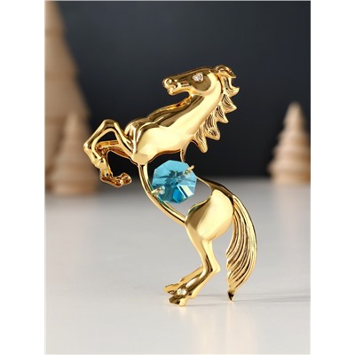 Фигурка металл «Лошадь» с 2 голубыми хрусталиками, 5.5×2×8 см