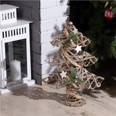 Светодиодная фигура «Ёлка» 32×44×10 см, металл, текстиль, батарейки ААх2 (не в комплекте), свечение тёплое белое