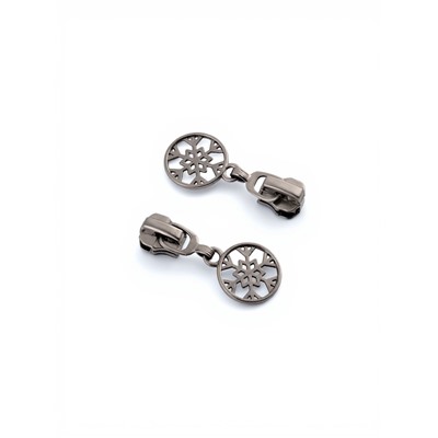 Бегунок для металлической молнии, №5, «Снежинка», 10 шт., цвет чёрный никель