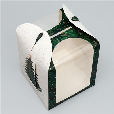 Складная коробка под маленький торт «Ёлочка», 15×15×18 см, Новый год