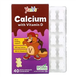 YumV's, кальций и витамин D, белый шоколад, 40 мишек