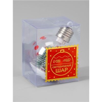 Ёлочный шар «Снеговик», d=8 см, 1 LED, от батареек, свечение тёплое белое