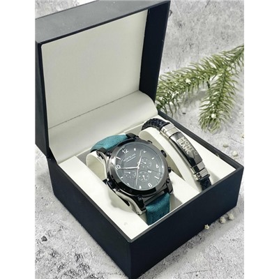 Подарочный набор для мужчины часы и браслет + коробка #22862670