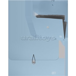 Папка с резинкой с 8-ю отделениями "SigNature" A4 (330x260x10 мм) полипропилен 600 мкм, фактура ткань, черные разделители 160 мкм, сумеречно синяя, индивидуальная упаковка, сумеречно синяя