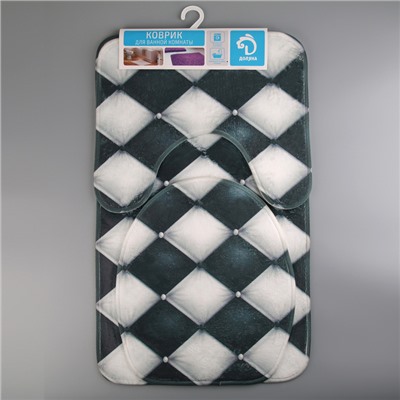 Коврики для ванной и туалета Доляна «Ромбы», 3 шт.: 37×45, 37×45, 45×75 см