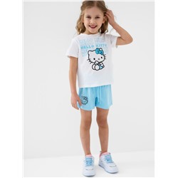 Комплект трикотажный для девочек: фуфайка (футболка), шорты