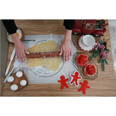Скалка вращающаяся Magistro, дерево, 43×4 см, рабочая часть 23 см, с фигурными ручками