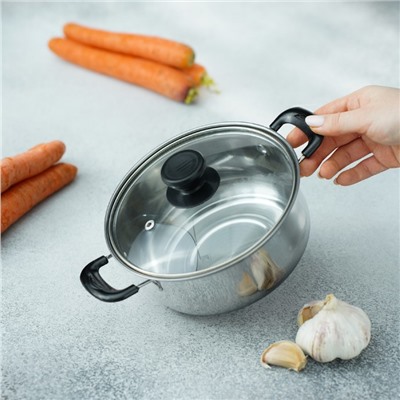 Кастрюля Promo, 1.2 л, 18×8 см, с крышкой, нержавеющая сталь