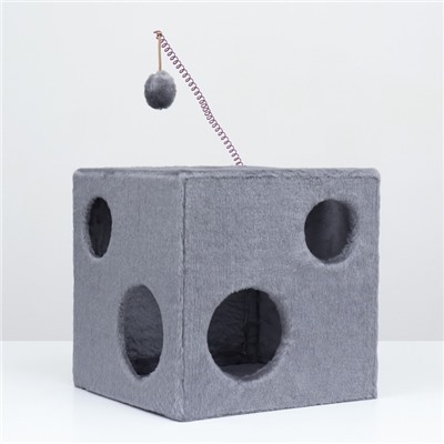 Домик для кошек «Кубик с лапкой», с игрушкой, 40×40×40 см