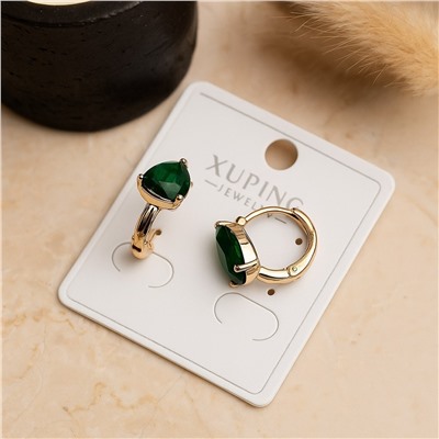 Серьги коллекция "Xuping" покрытие позолота, вставка: фианит, цвет: зеленый, арт.004.003