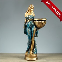 Фигура с кашпо «Девушка в платье», 40×30×88 см, 1.2 л, гипс, цвет бронзовый